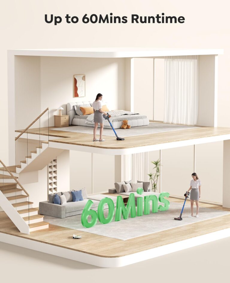Cordless Vacuum Cleaner, 45Kpa 550W 60Mins Vacuum Cleaners for Home, Stick Vacuum Cordless Rechargeable, Wall Mount Charging, Self-Standing, Household Vacuum for Pet Hair/Carpet/Hardwood Floor(X9) - Image 3