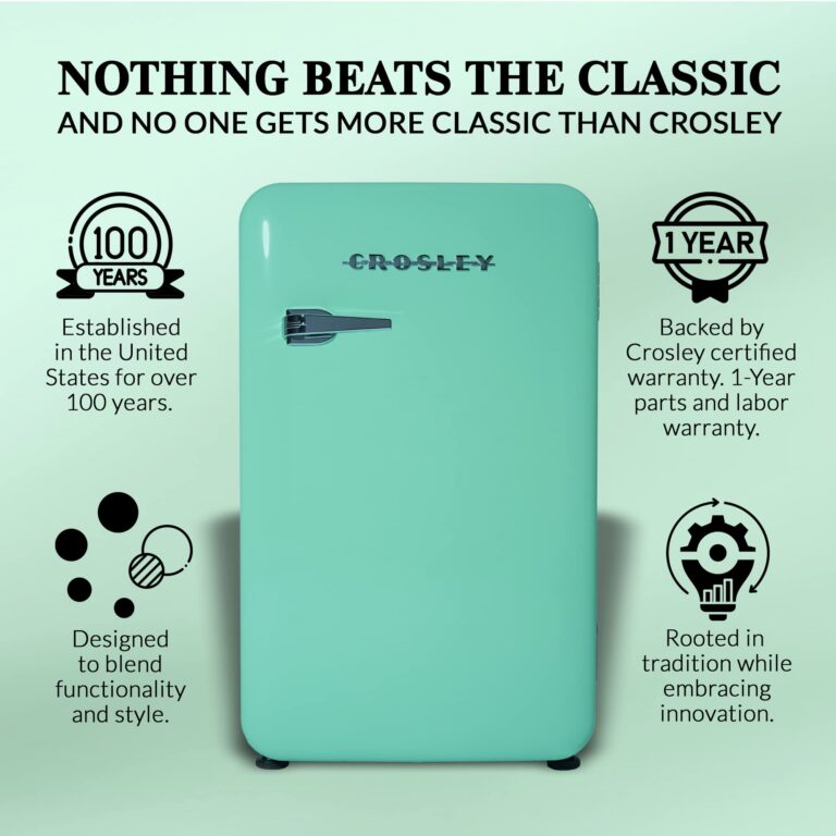 Crosley Retro Mini Fridge 3.2 Cu Ft Mint Green w/o Freezer, Compact Refrigerator for Bedroom, Garage, Office Under Desk, Undercounter, Apartment, School Dorm Fridge, Aesthetic, Small & Cute Appliances - Image 9