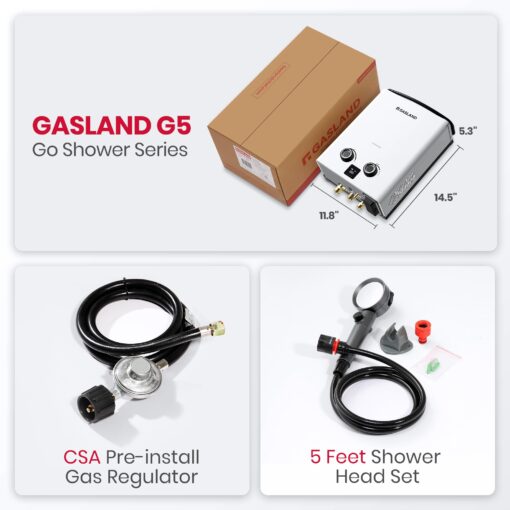 GASLAND G5 Portable Outdoor Propane Water Heater 1.32GPM, 5L Outdoor Gas Water heater for Camping, Off Grid, Ultra Compact - Image 2