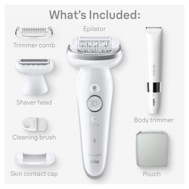 Braun Silk-épil 9 Epilator, Pivoting Head, Wet and Dry, Includes Body Trimmer, Shaver Head and Trimmer Comb,SES9-441 - Image 7