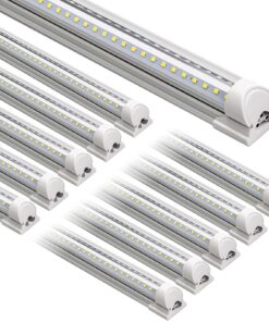 Barrina LED Shop Lights 8FT 72W 10000LM 6500K, Daylight White, V Shape, Clear Cover, Hight Output, Linkable, T8 LED Tube Lights, for Garage 8 Foot with Plug (Pack of 10)