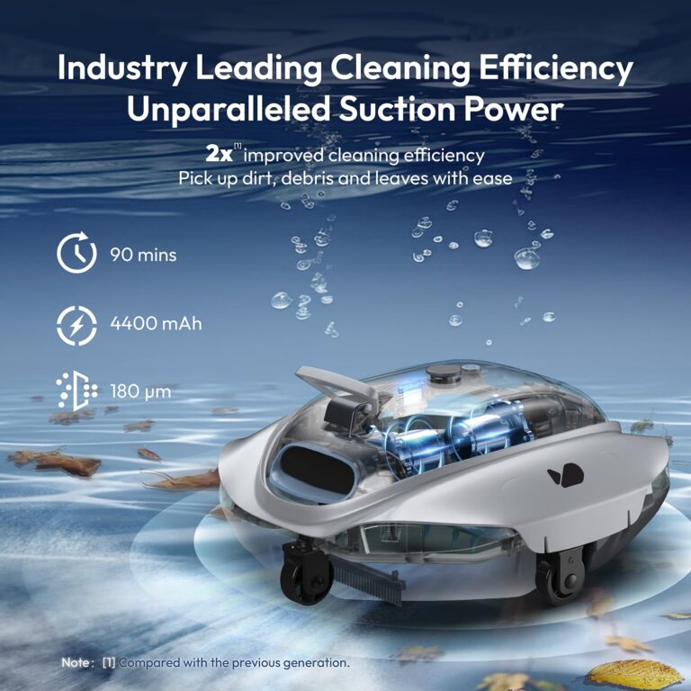 Bubot 300P Robotic Pool Cleaner, Cordless Pool Vacuum with Industry Leading Suction Power, Bluehole Tech, DirtLock Tech, Smart Sensor, Self-Parking for Above-Ground Flat Pools up to 850 Sq.Ft, Silver - Image 6