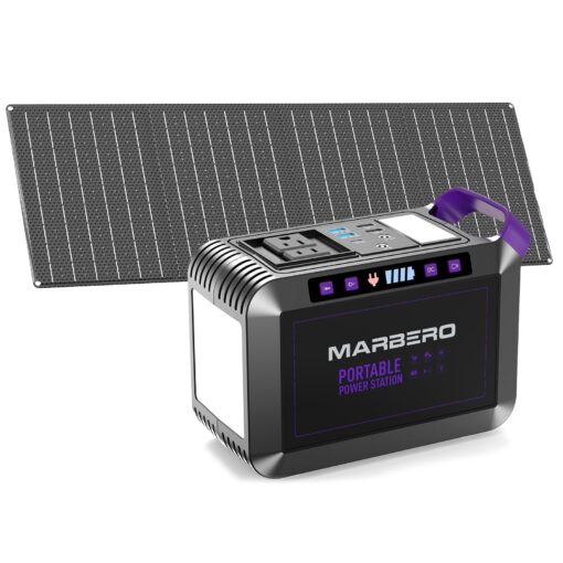 MARBERO 172Wh Solar Generator with 40W Solar Panel, Portable Power Station 200W, Camping, Outdoor, Hiking, Fishing, Emergency