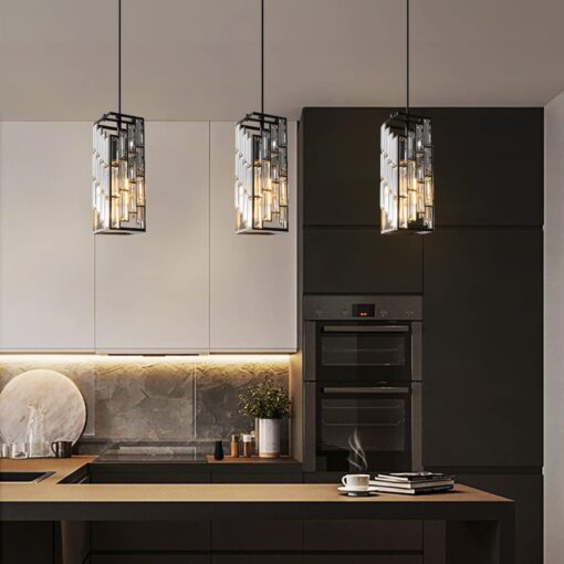 FDPBY Black Pendant Lighting Modern Pendant Light, Mini Crystal Chandeliers,Adjustable Pendant Light Fixture for Kitchen Island Dinning Room Bedroom (3 Pack) - Image 6