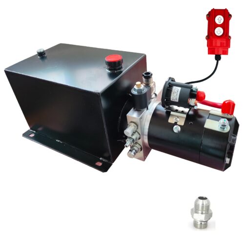 Wryxia Hydraulic Power Unit 1.6 KW, 2200PSI 12V DC Hydraulic Station Pump, Power Unit for Dump Trailer Car Lifting Platforms, 12 Quart (Single Acting, Handle Control)