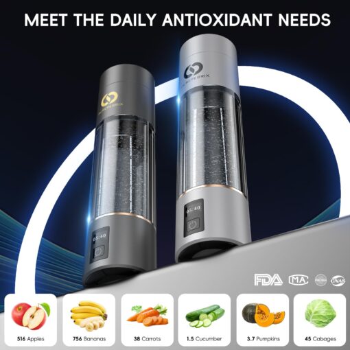 PUREPEBRIX 2025 Advanced Hydrogen Water Bottle Generator Silver Edition- Up to 6000+ ppb Alkaline Pitcher - Image 2