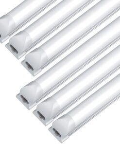 JESLED 8FT LED Shop Lights, 72W 6500K 9000LM Super Bright, 8 Foot Integrated LED Light Fixture, High Output, Frosted Cover, T8 Linkable LED Tube Lights for Garage, Wareshouse, Workshop (6-Pack)
