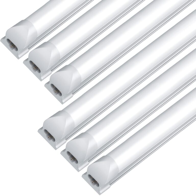 JESLED 8FT LED Shop Lights, 72W 6500K 9000LM Super Bright, 8 Foot Integrated LED Light Fixture, High Output, Frosted Cover, T8 Linkable LED Tube Lights for Garage, Wareshouse, Workshop (6-Pack)