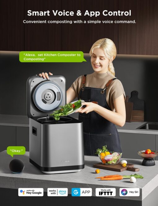 GoveeLife Smart Electric Composter for Kitchen, 3L Compost Bin Indoor with App & Voice Control, Auto-Cleaning, 3 Modes, Turn Food Waste to Fertilizer for Garden, Food Waste Compost Machine - Image 9