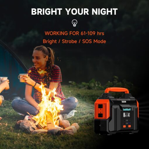 Portable Power Station 300W 257wh Lithium Battery Bailibatt Small Portable Generator for Home Use Camping Travel Emergency Hunting Outdoor, Large Power Bank with AC Outlet for Laptop - Image 3