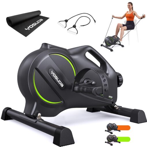 YOSUDA Under Desk Bike Pedal Exerciser - Magnetic Mini Exercise Bike for Arm/Leg Exercise, Desk Pedal Bike for Home/Office Workout (Under Desk Bike Pro Green)