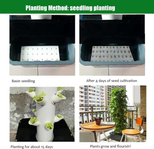Hydroponics Growing System Kit, 30-Plants Indoor Vertical Hydroponic Tower Garden System, Smart Gardening Kit for Herbs, Fruits, and Vegetables,15 Holes - Image 5