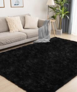 Puremy Black Area Rug - 9x12, Soft Plush for Living Room, Bedroom & Nursery, Non-Slip Indoor Carpet for Study, Kids Room Decor