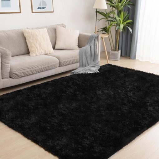 Puremy Black Area Rug - 9x12, Soft Plush for Living Room, Bedroom & Nursery, Non-Slip Indoor Carpet for Study, Kids Room Decor