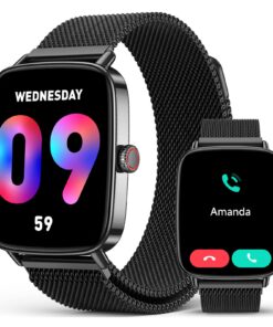 2025 Smart Watches for Men, 1.85" AI Voice Smartwatch, 24/7 Heart Rate Monitor, Stress/SpO2/Sleep Tracker, IP68 Waterproof, Weather, 100+ Sports Fitness Tracker for Android iOS Black Metal