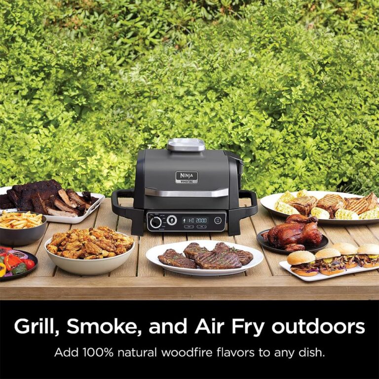 Ninja OG701 Woodfire Outdoor Grill & Smoker 7-in-1 Air Fryer Bake Roast Broil uses Woodfire Pellets(1 Pack Included) Portable, Electric, Grey(Renewed) - Image 9