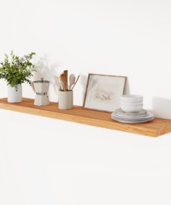 Floating Shelves, 8 Inch Deep Rustic Solid Elm Wood Wall Shelves for Storage, 48" Wall Mounted Wood Shelves for Bedroom, Living Room, Kitchen, Hanging Shelf for Books/Storage/Decor with 60lbs Capacity