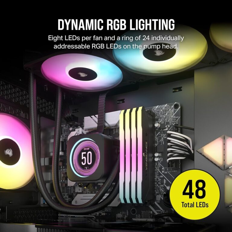 Corsair iCUE H150i Elite LCD XT Liquid CPU Cooler - IPS LCD Screen - Three AF120 RGB Elite Fans - 360mm Radiator - Fits Intel® LGA 1700, AMD® AM5, and More-Included iCUE Commander CORE-Black (Renewed) - Image 4