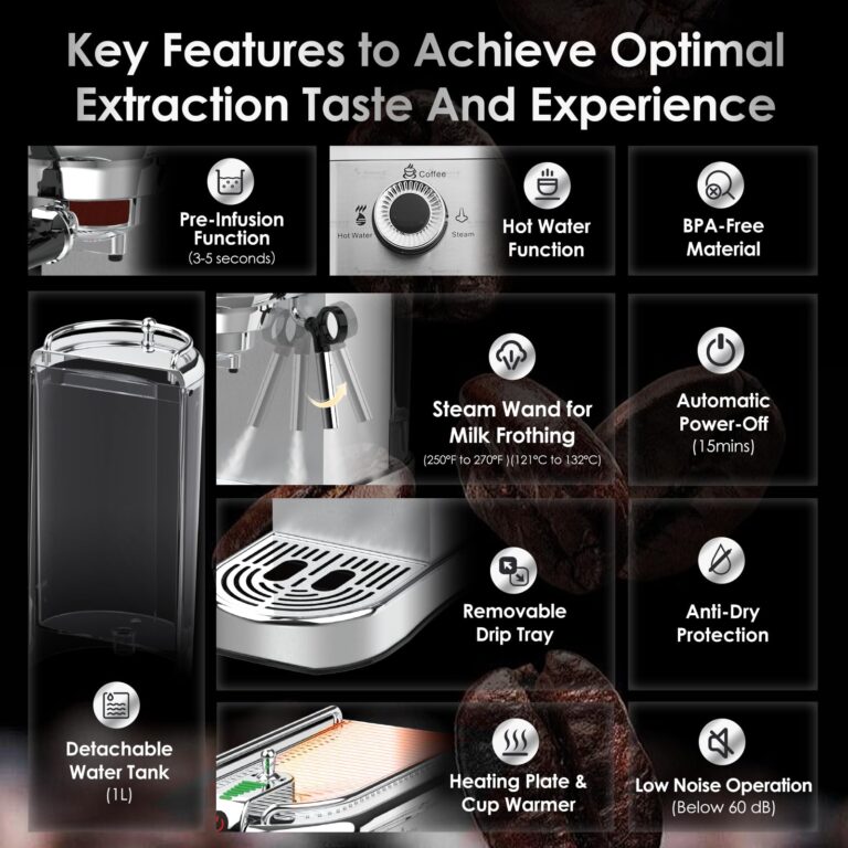 CoOptVal 20-Bar Espresso Machine & Coffee Machine – Compatible with Nespresso, Keurig K Cup – Hot & Cold Brew, Milk Frother, Stainless Steel – 10 oz Espresso Cup - Latte Machine & Cappuccino Machine - Image 4