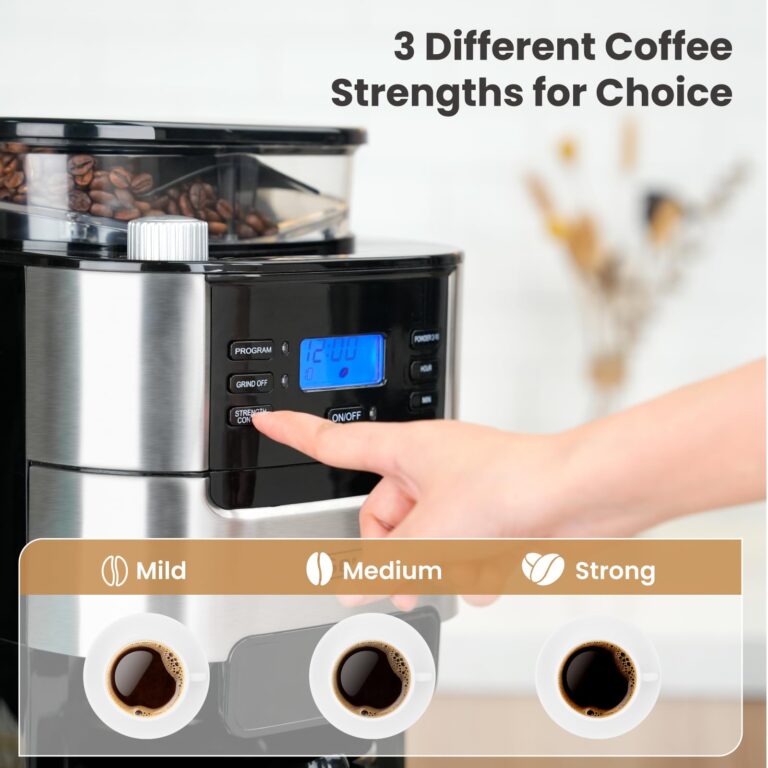 Gevi 10-Cup Drip Coffee Maker with Built-in Grinder, Programmable Brew Coffee Machine with Timer, Reusable Filter, 1.5L Water Tank, Coffee Pot, Warming Plate Burr Grinder Combo - Image 6