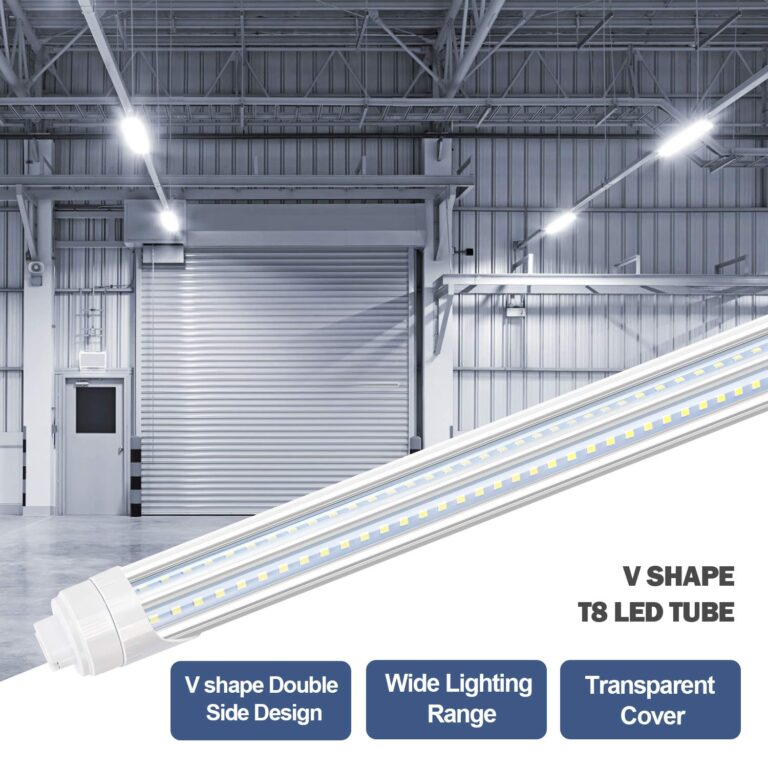 LED Shop Light 8FT Tube, 2 Pin LED Tube Lights, V Shaped, R17D HO Rotatable LED Bulb, 90W, Clear Cover, Cold White 6000k, Fluorescent Tube Replacement, Ballast Bypass,Dual-End Powered, 10Pack - Image 2