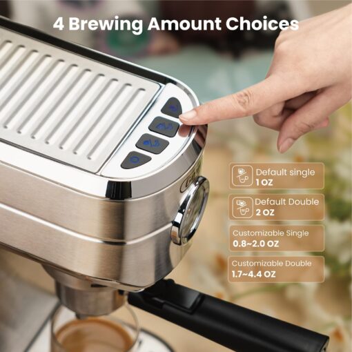 Gevi Espresso Machine 20 Bar with Portafilter for Nespresso Original Capsules and Coffee Powder, Professional Espresso Maker with Milk Frother for Cappuccino, Latte, Compact Espresso Coffee Machine - Image 7