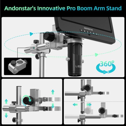 Andonstar AD249S-M Plus 10.1'' HDMI Soldering Digital Microscope for Electronics Repair, 2000x 3 Lens 2160P UHD Video Record, Soldering Microscope Station with Helping Hands, Slides, 32GB Card - Image 6