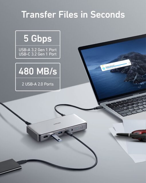Anker 10-in-1 USB C Docking Station, Displaylink Docking Station with Dual HDMI and DisplayPort for Windows Laptops, MacBook Air/Pro 13/16 inch and More - Image 4