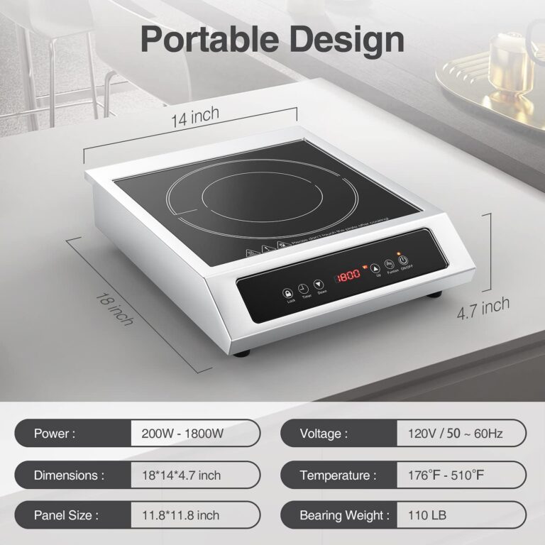 Commercial Induction Cooktop Portable Burner 1800W,ANHANE Induction Hot Plate,Electric for Cooking Countertop Stainless Steel, 9 Temp Levels,3 Hours Timer,Auto-Shut-Off,Touch Panel,Child Safety Lock - Image 3