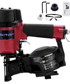 BHTOP CN45N Roofing Nailer, 15 Degree Roofing Nail Gun, 3/4-Inch to 1-3/4-Inch Coil Nails, 120-pcs Load Capacity Coil Nailer in Red