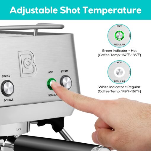 CASABREWS Espresso Machines with Milk Frother, 20 Bar Espresso Maker with Hot Water Wand for Americano, Latte, Cappuccino, Espresso Coffee Machine with Adjustable Temperature, Gifts for Coffee Lovers - Image 4
