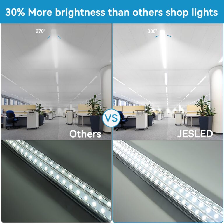 JESLED 10-Pack 8FT LED Shop Light Fixture, 90W 12000LM 6500K LED Tube Lights T8 Integrated, Linkable, Plug and Play, High Output, D Shape 3 Rows 300 Degree Lighting for Garage, Workshop - Image 7