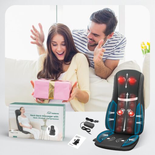 Snailax Shiatsu Neck Back Massager with Heat, Massage Chair Pad with Compression, Full Body Chair Seat Massager for Neck, Back and Shoulders, Gifts for Men, Women - Image 2