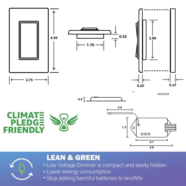 RunLessWire Low Voltage 8-30VDC Dimming Self Powered (NO Batteries) Wireless Light Switch - No Wiring, Battery, or WiFi Needed - 3-Way Low Volt Dimmer Kit: 1 Receiver, 2 Switches - Light Almond - Image 3