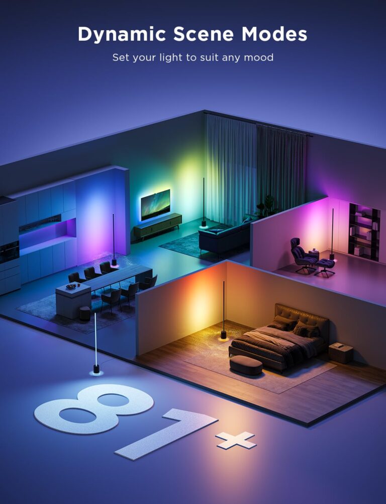 Govee Floor Lamp Pro, RGBIC LED Lamp with Bluetooth Speaker and White Noise, 2100 Lumens Standing Lamp, Works with Alexa, 16 Million Colors, Music Sync, Floor Lamp for Bedroom, Living Room, Black - Image 3