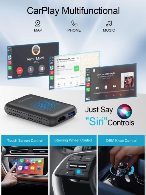 Wireless Carplay & Android Auto Adapter, Carplay AI Box 2.0 with YouTube/Netflix/Tiktok, Streaming HDMI Devices Carplay Dongle for OEM Wired CarPlay Cars - Image 6