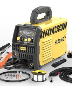 HIZONE 140A MIG Welder, 6 in 1 Gas MIG/Gas MAG/Gasless Flux Core/Stick/Lift TIG/Aluminum Welding Machine Large LED Display 120V/240V Multi Process Welder