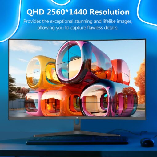 Z-Edge 32 inch Curved Gaming Monitor, 16:9 QHD 2K 2560x1440 170/144Hz 1ms Frameless LED Gaming Monitor, AMD Freesync Premium Display Port HDMI - Image 6