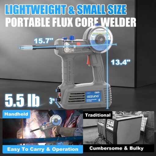 AZZUNO 100Amp Handheld MIG Welder Machine, Gasless MIG Welder Machine, Portable Flux MIG Welding Machine 100V - Image 5