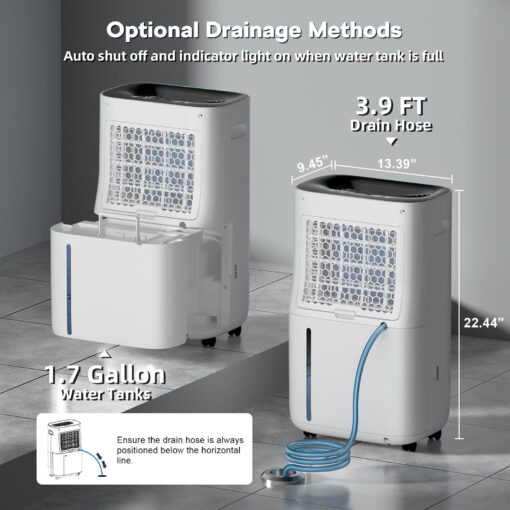 2025Upgraded 5000 Sq.Ft 80 Pint Dehumidifier for Basements with Large 6.5L Water Tank,24H Timer,Child Lock,Defrost,Silent,mold,4 Modes Operation Auto Shut-off - Image 9