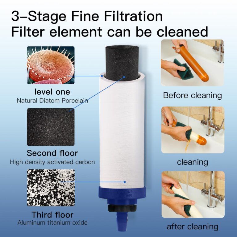 FACHIOO Gravity-Fed Water Filter System, 2.25G Glass Countertop System with 2 Ceramics Fluoride and Arsenic Reduction Elements, Metal Spigot, and Stand, Reduces Fluoride and Chlorine - Image 7