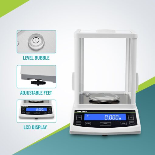 LACHOI Lab Scale 0.001g x 300g High Precision Scale, LCD Display, Sealed Windshield, Unit Conversions, Stainless Steel, White - Image 4