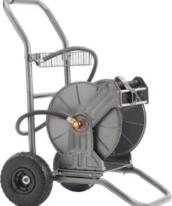 Giraffe Tools Garden Hose Reel Cart with Wheels, Heavy Duty Metal Water Hose Reel Cart, 200 ft of 1/2 Capacity, Mobile Hose Reel Cart for Outside