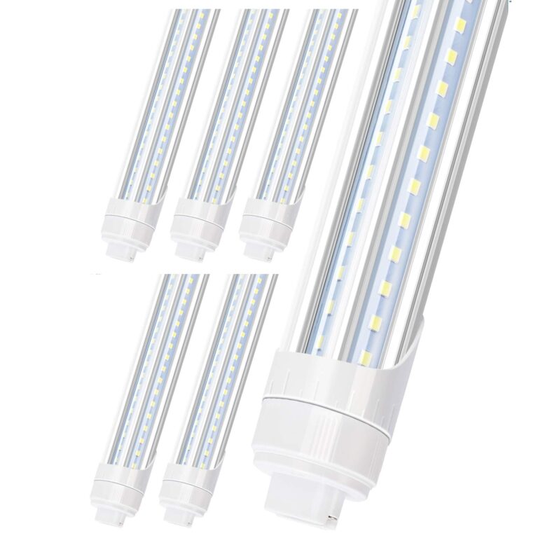 R17D LED Bulb Light 8FT, 90W T8 LED Tubes, 10000LM, Clean Cover, HO Rotatable End 8FEET 2 Pin Shop Light, 6000K, T8 T10 T12 Fluorescent Light Replacement, Ballast Bypass,Dual-End Powered (6-Pack)