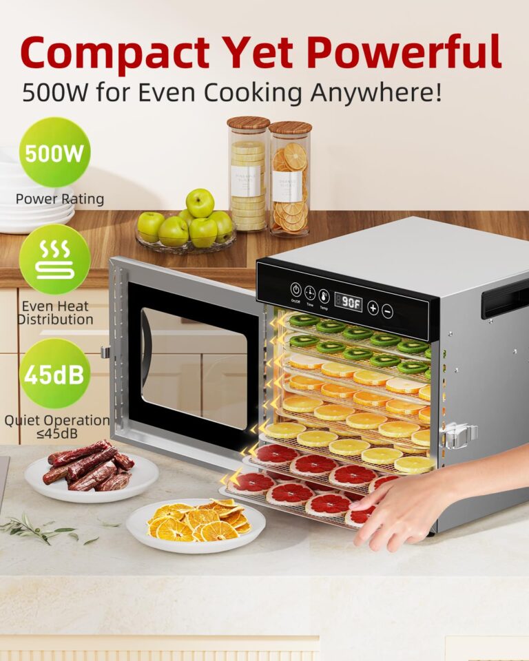 8-Tray Stainless Steel Food Dehydrator for Jerky & Meat | 194℉ Adjustable Temperature, 24-Hour Timer, Overheat Protection | Perfect for Fruits, Vegetables, and Herbs - Image 9