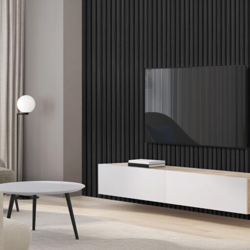 Art3d Slat Wall Panels, WPC Soundproof 3D Wall Paneling for Interior Wall Decor, TV Background, 8-Pack 96 x 6 in. Black - Image 9