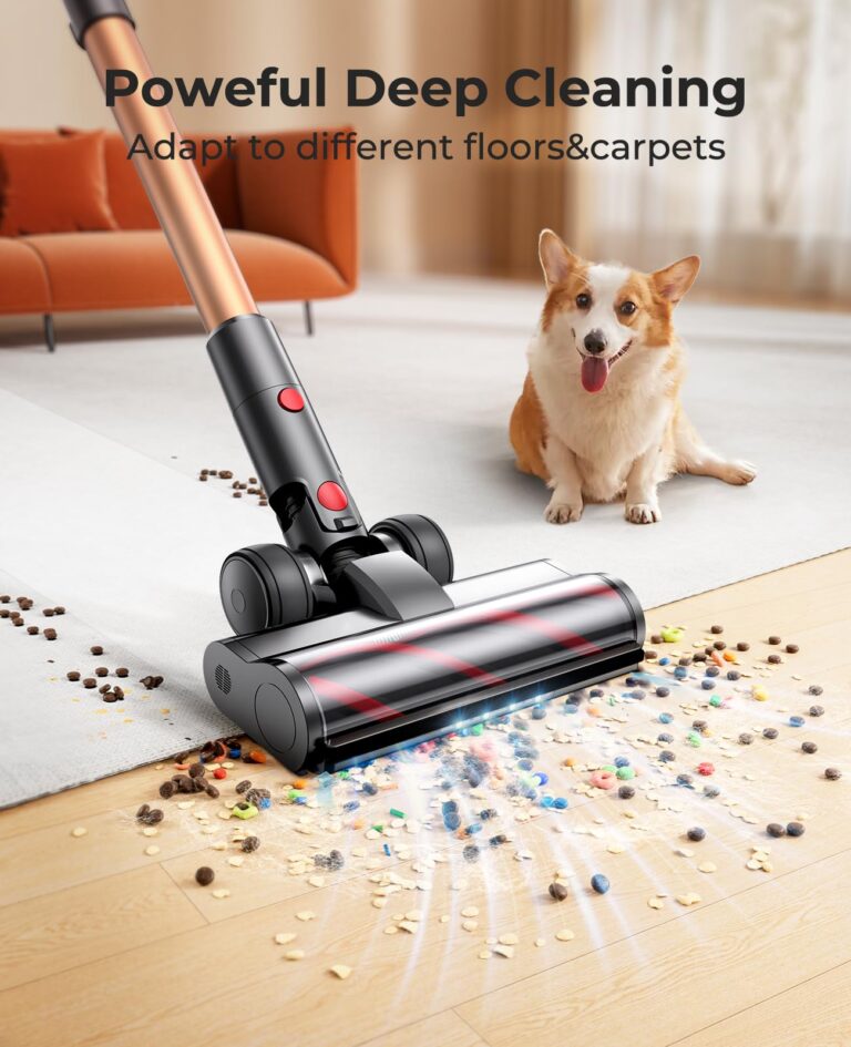 Cordless Vacuum Cleaner 550W/45Kpa, Stick Vacuum Cleaners 60 Mins Max Runtime with Charging Dock, Self-Standing Handheld Vacuum with Touch Display, 6-in-1 Vacuum Cleaner for Carpet/Hard Floor/Pet Hair - Image 3