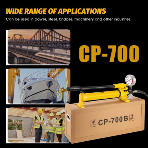 NEWTRY CP-700 Manual Hydraulic Hand Pump w/Oil Gauge Single Acting 9947psi for Separate Type Hydraulic Tool… - Image 2