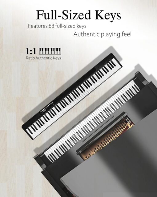 Longeye Piano Keyboard 88 Keys Compact Portable Digital Piano for Beginners with Semi-Weighted Full-Size Keys, Stand, Headphones, Sustain Pedal, Carrying Case, White - Image 7