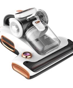 JIGOO Mattress Vacuum Cleaner with UV-C Light, 15Kpa Suction 700W Powerful Double-Cup Handheld Vacuums, Bed Cleaner with Smart Dust Sensor, Ultrasonic, Heating Tech, HEPA Filter, T600, White